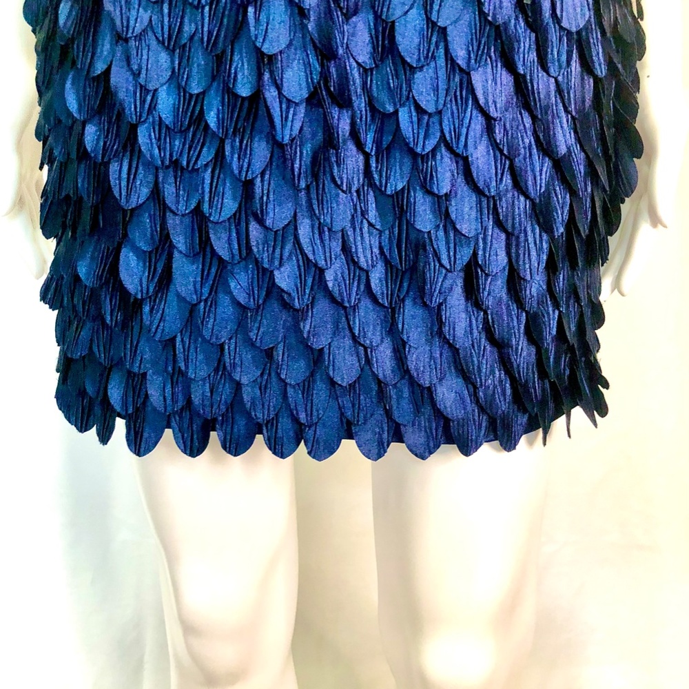 NWT Akira X Ammo The Leafette--Navy Feathered Cocktail Dress, Size S - Picture 10 of 11